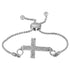 Sterling Silver Diamond Cross Religious Bolo Bracelet 1/20 Cttw