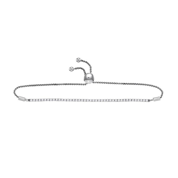 10K White Gold Diamond Single Row Bolo Bracelet 1.00 Cttw - Gold Americas