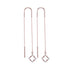 10K Rose Gold Round Diamond Diagonal Square Dangle Threader Earrings 1/10 Cttw - Gold Americas