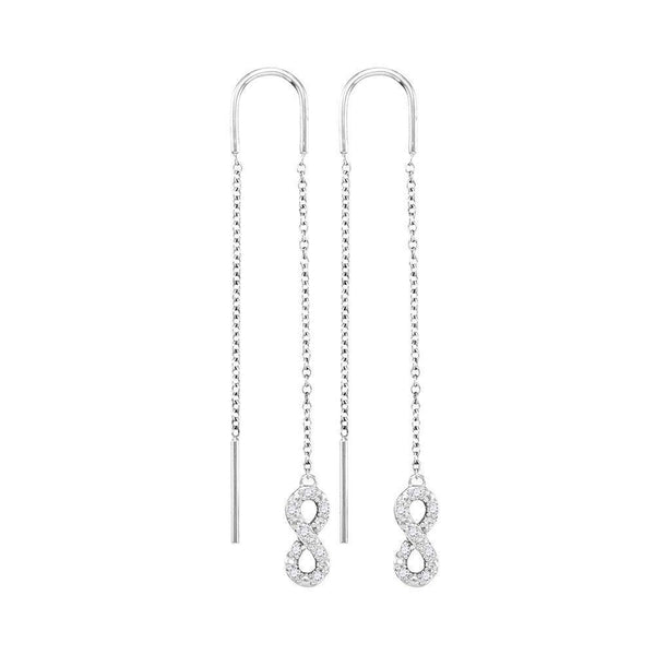 10K White Gold Round Diamond Infinity Threader Earrings 1/6 Cttw - Gold Americas