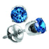 14K White Gold Round Blue Color Enhanced Diamond Solitaire Stud Earrings 1.00 Cttw