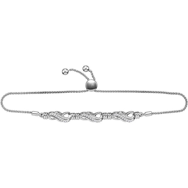 10K White Gold Diamond Crossover Bolo Bracelet 1/6 Cttw - Gold Americas