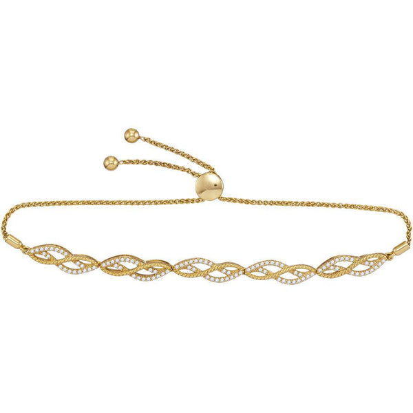 10K Yellow Gold Diamond Bolo Bracelet 1/2 Cttw