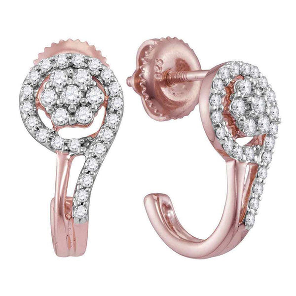 10K Rose Gold Round Diamond J Hoop Earrings 1/3 Cttw - Gold Americas