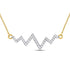 10K Yellow Gold Womens Round Diamond Heartbeat Pendant Necklace 1/4 Cttw
