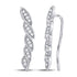 14K White Gold Round Diamond Marquise-shape Climber Earrings 1/4 Cttw - Gold Americas