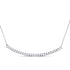 14K White Gold Womens Round Diamond Curved Single Row Bar Necklace 1.00 Cttw