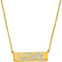 10K Yellow Gold Womens Round Diamond Love Bar Pendant Necklace with 18" Chain 1/8 Cttw