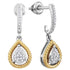 10K Two-tone Gold Round Diamond Teardrop Dangle Earrings 1/8 Cttw - Gold Americas