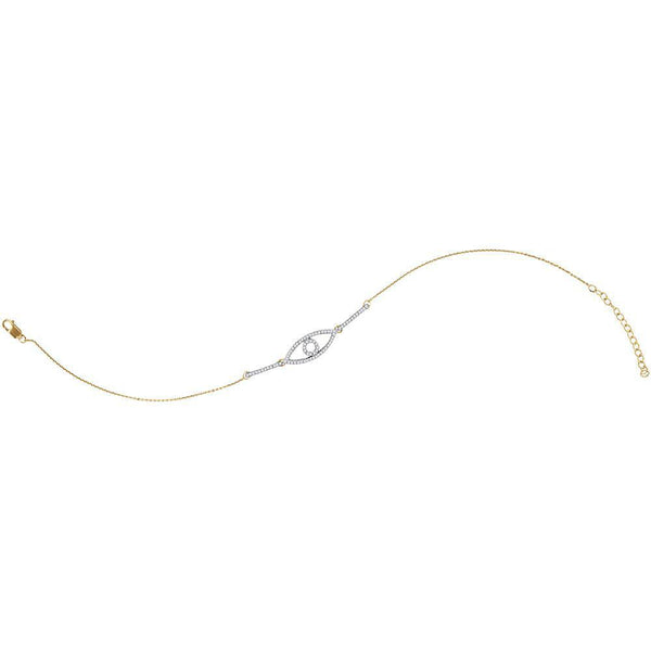 10K Yellow Gold Diamond Eye Chain Bracelet 1/5 Cttw