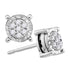 10K White Gold Round Diamond Flower Cluster Screwback Earrings 1/8 Cttw - Gold Americas