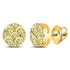 14K Yellow Gold Round Yellow Diamond Cluster Earrings 1/2 Cttw - Gold Americas
