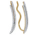 10K Yellow Gold Round Diamond Double Two Row Climber Earrings 1/4 Cttw - Gold Americas