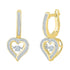 10K Yellow Gold Round Diamond Heart Dangle Hoop Earrings 1/4 Cttw - Gold Americas