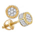 10K Yellow Gold Mens Round Diamond 3D Circle Cluster Stud Earrings 1/4 Cttw - Gold Americas