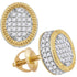 10K Yellow Gold Mens Round Diamond Fluted Oval Cluster Stud Earrings 7/8 Cttw - Gold Americas