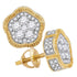 10K Yellow Gold Mens Round Diamond Fluted Star Cluster Stud Earrings 3/4 Cttw - Gold Americas