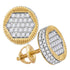 10K Yellow Gold Mens Round Diamond 3D Circle Cluster Stud Earrings 3/4 Cttw - Gold Americas