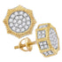 10K Yellow Gold Mens Round Diamond Starburst 3D Cluster Stud Earrings 3/4 Cttw - Gold Americas