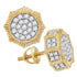 10K Yellow Gold Mens Round Diamond Starburst 3D Cluster Stud Earrings 3/4 Cttw - Gold Americas