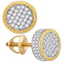 10K Yellow Gold Mens Round Diamond Fluted Circle Cluster Stud Earrings 1/2 Cttw - Gold Americas