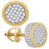 10K Yellow Gold Mens Round Diamond Fluted Circle Cluster Stud Earrings 7/8 Cttw - Gold Americas