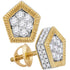 10K Yellow Gold Mens Round Diamond Polygon Fluted Cluster Stud Earrings 3/4 Cttw - Gold Americas