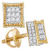 10K Yellow Gold Mens Round Diamond Square Fluted 3D Cluster Stud Earrings 1/3 Cttw - Gold Americas