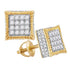 10K Yellow Gold Mens Round Diamond Square Fluted Cluster Stud Earrings 3/4 Cttw - Gold Americas