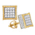 10K Yellow Gold Mens Round Diamond Square Fluted Cluster Stud Earrings 3/4 Cttw - Gold Americas