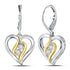 Sterling Silver Round Diamond Heart Leverback Dangle Earrings 1/20 Cttw - Gold Americas