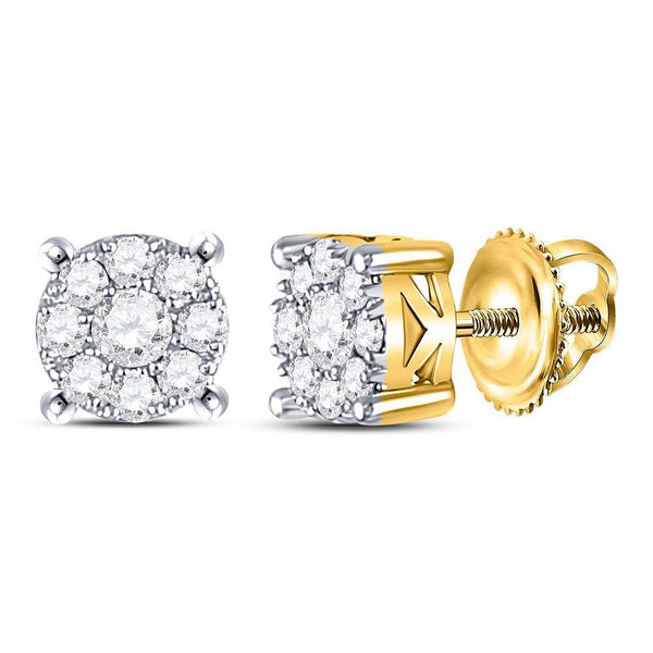 10K White Gold Round Diamond Cluster Solitaire Stud Earrings 1/2 Cttw - Gold Americas