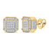 10K Yellow Gold Mens Round Diamond Square Cluster Stud Earrings 1/5 Cttw - Gold Americas