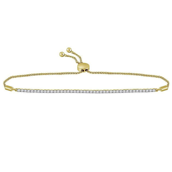 14K Yellow Gold Diamond Bolo Bracelet 1.00 Cttw