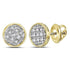 10K Yellow Gold Mens Round Diamond Circle Cluster Stud Earrings 1/20 Cttw - Gold Americas