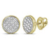 10K Yellow Gold Mens Round Diamond Circle Cluster Stud Earrings 1/12 Cttw - Gold Americas