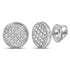 10K White Gold Mens Round Diamond Circle Cluster Stud Earrings 1/12 Cttw - Gold Americas