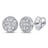 10K White Gold Mens Round Diamond Circle Cluster Earrings 1/20 Cttw - Gold Americas