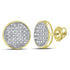 10K Yellow Gold Mens Round Diamond Circle Cluster Stud Earrings 1/8 Cttw - Gold Americas