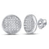 10K White Gold Mens Round Diamond Circle Cluster Stud Earrings 1/8 Cttw - Gold Americas