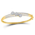14K Yellow Gold Diamond Triple Cluster Bangle Bracelet 1-1/4 Cttw
