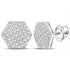 10K White Gold Mens Round Diamond Hexagon Cluster Stud Earrings 1/5 Cttw - Gold Americas