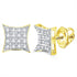 10K Yellow Gold Mens Round Diamond Kite Square Cluster Stud Earrings 1/10 Cttw - Gold Americas