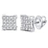 10K White Gold Mens Round Diamond Square Cluster Earrings 1/10 Cttw - Gold Americas