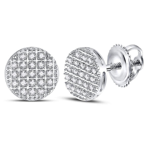 10K White Gold Mens Round Diamond Circle Cluster Earrings 1/6 Cttw - Gold Americas