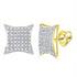 10K Yellow Gold Mens Round Diamond Square Kite Cluster Stud Earrings 1/3 Cttw - Gold Americas