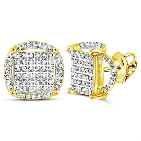 10K Yellow Gold Mens Round Diamond Circle Cluster Earrings 3/8 Cttw - Gold Americas