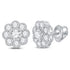 14K White Gold Round Diamond Flower Cluster Stud Earrings 1.00 Cttw - Gold Americas