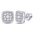 14K White Gold Round Diamond Square Cluster Earrings 1.00 Cttw - Gold Americas