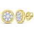 14K Yellow Gold Round Diamond Circle Cluster Stud Earrings 1/2 Cttw - Gold Americas